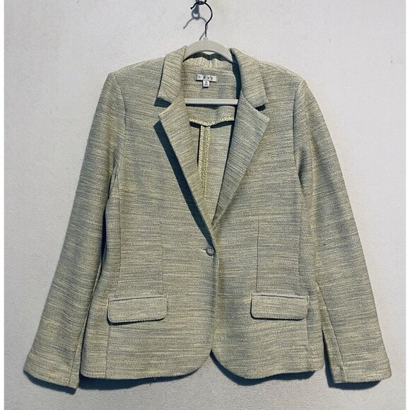 Cabi Blazer Womens 14 Lemon Zest Stretch Tweed Pockets Button Preppy Academia - Picture 2 of 7